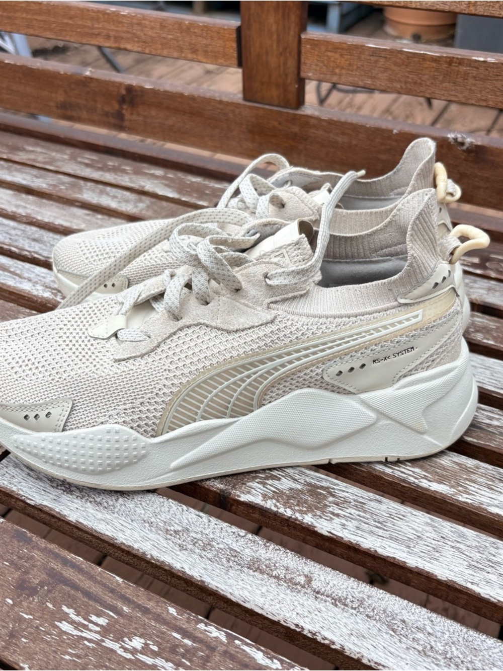 👟PUMA Mens RS-X< System. Lace Up Sneakers Shoes Running Casual Off White - 8